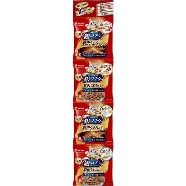 ユニ・チャーム 4520699627259 銀のスプーン全猫用4連Pお魚づくし160g