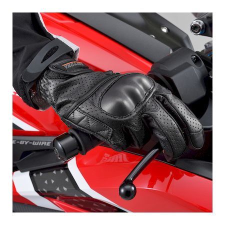 (LINEクーポン有)デイトナ DAYTONA 18913 バイク用 グローブ Lサイズ ブラック カウレザー パンチングメッシュ プロテクト タッチパネル対応 春夏秋 本革 HBG−130