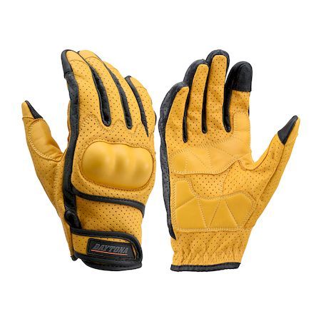 デイトナ DAYTONA 18919 バイク用 グローブ Sサイズ イエロー カウレザー パンチングメッシュ プロテクト タッチパネル対応 春夏秋 本革 HBG−130
