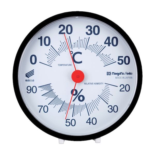 (LINEクーポン有)新潟精機 SK SK-1712KD 温湿度計 快段目盛 丸型 黒 SK1712KD