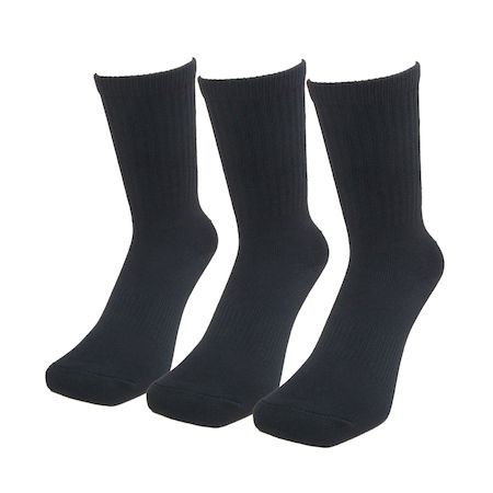 【商品説明】●頑丈極厚設計●ローゲージ編で伸びが良く足にぴったり●安全靴に最適●抗菌防臭加工●先丸タイプ●素材：ポリエステル、綿、ポリウレタン●サイズ：25cm〜27cm●丈：クルー丈●カラー：黒●3足組5本指　ソックス　靴下　ビジネス　頑丈