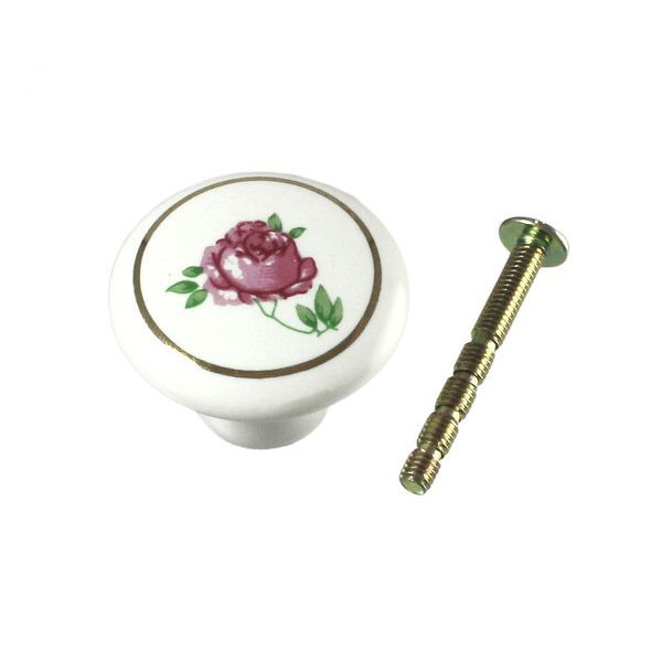 【商品説明】●引き出しや扉の、お手軽な模様替えにオススメです。●家具タンスの取っ手・ツマミシリーズ●カラー：ホワイト●サイズ：32mm●材質：本体…セラミック●タイプ：●取付：裏ビス止。●仕上：花柄。