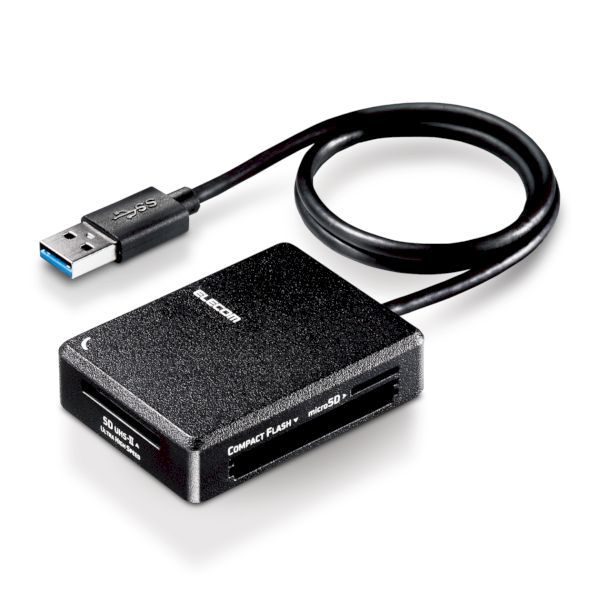 エレコム ELECOM MR3-C402BK カードリーダー USB3.0 超高速 SD+microSD+MS+CF対応 ケーブル50cm付 USB−A ブラック