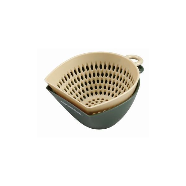 パール金属 UH-4716 すくえる ボウル・ザルセット ミニ オリーブ×ベージュ UH4716【キャンセル不可】