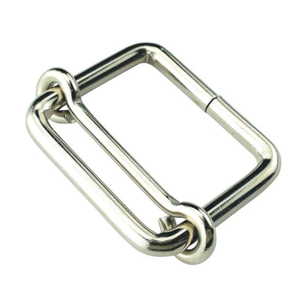 【商品説明】【特長】●平ベルト加工用の金具です。●ベルトやゴムベルトの長さ調整が可能です。【用途】●結束や落下防止用ベルト、かばんなどのベルトに。【仕様】●色：シルバー●厚さ(mm)：7.5●横(mm)：21●縦(mm)：38●適合ベルト幅...