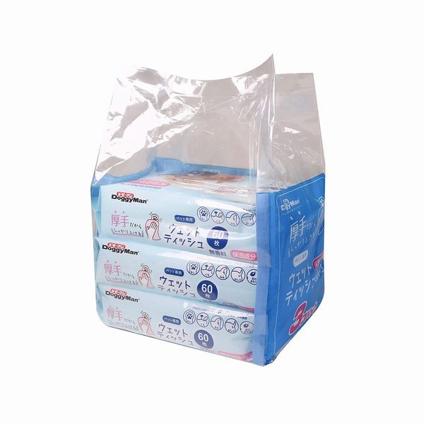 ドギーマン 4976555945874 ペット専用ウェットティッシュ 保湿成分プラス3コパック