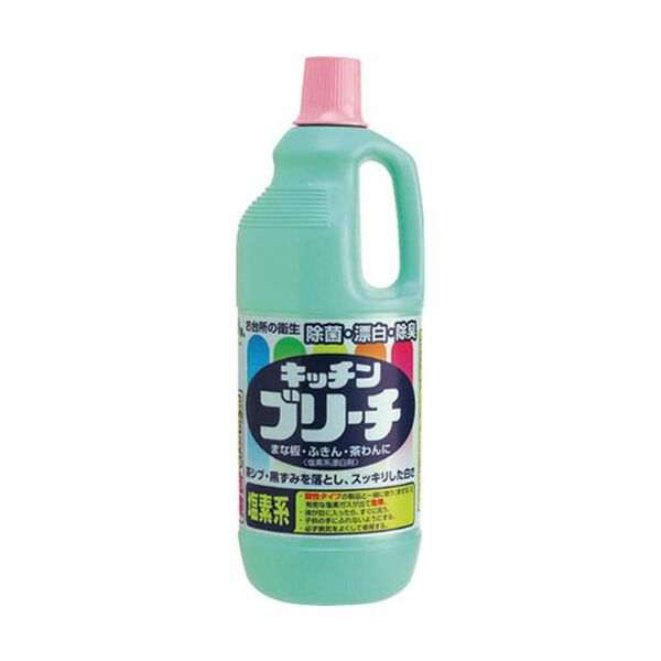 ●通常メーカーの都合により、ご注文後納期確定まで約5日かかります。稀に欠品等で、2週間以上手配状況確認にお時間がかかり、手配できない場合もあります。【商品説明】食器、まな板などの除菌・除臭が出来る台所用漂白剤。つけ置き洗いで茶シブ・黒ずみ・ふきんのシミもスッキリした白さに。お得な大容量 【仕様】 容量：1500ml 仕様：本体 液性：アルカリ性 単位：1本 コード番号：43311903 荷姿サイズ：103×103×297 mm　1.72 kg