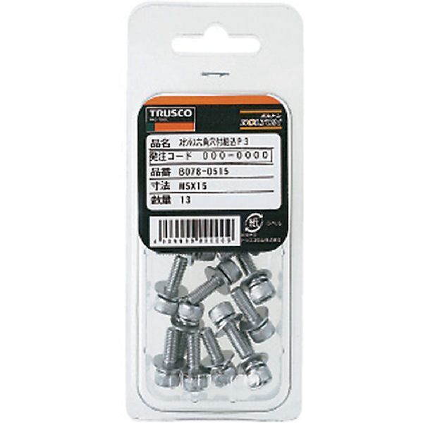 【即納在庫品】「直送」TRUSCO B078-0315 座金組込六角穴付ボルト P＝3 ステンレス M3×15 17本入 座金組込みキャップボルト ばね座金＋JISワッシャー付き B0780315