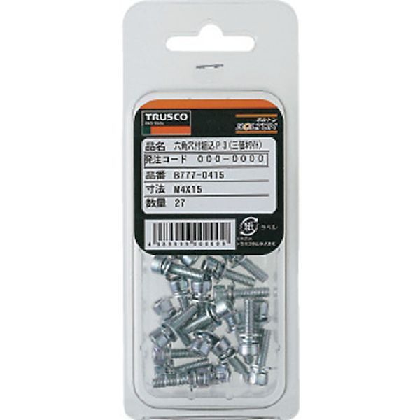 【即納在庫品】「直送」トラスコ中山 TRUSCO B777-0512 座金組込六角穴付ボルト I＝3 三価白 M5×12 11本入 ばね座金＋ISOワッシャー付き B7770512