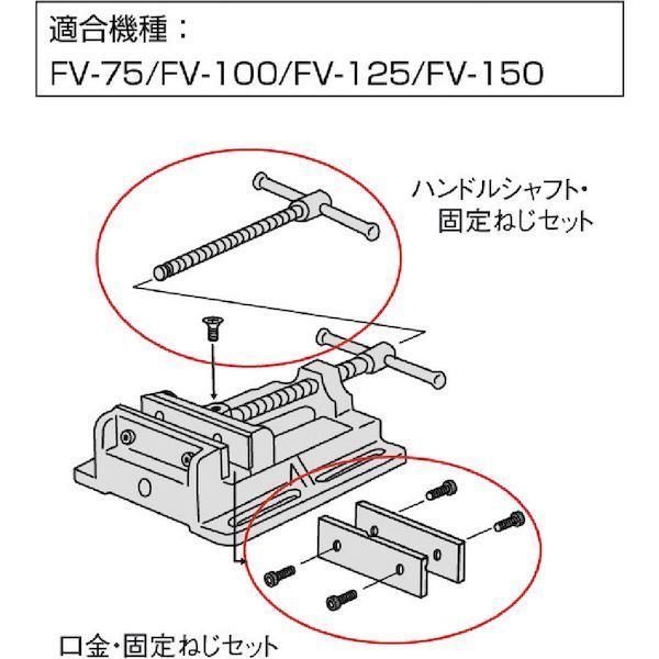 【即納在庫品】「直送」トラスコ中山 TRUSCO FV125HB ボール盤バイスFV−125用 シャフト・固定ねじセット