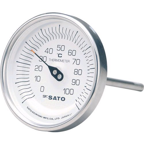 【即納在庫品】「直送」佐藤計量器製作所 SATO BMT90S8 バイメタル温度計BM−T型 測定温度範囲0〜200℃ 感温部長さ150mm