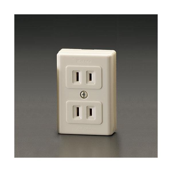【即納在庫品】「直送」エスコ EA940CH-12 125V/15A薄角形コンセント （2クチ）【キャンセル不可】