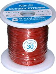 (LINEクーポン有)サンハヤト AWG30-100m 赤 AWG30−100m:赤 導体φ0.26 AWG30100m赤