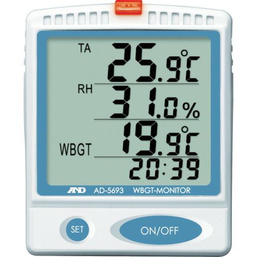 (LINEクーポン有)【即納在庫品】「直送」A＆D AD-5693 壁掛・卓上型熱中症指数モニター 熱中症計 AD569..