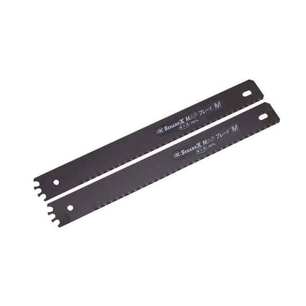 【用途】軟鉄・真鍮・鉛管・アルミ・銅などの切断作業。【機能・特徴】万能鋸MAPにセットしてご使用いただける金工用ブレードです。【仕様】●刃渡り：250mm。●適合機種：万能鋸MAP。●入数：2枚。【注意事項ほか】作業スペースを充分に確保し、周囲の安全を確認してください。替刃交換の時は安全のため、保護手袋等を着用し、注意して作業を行ってください。大工道具 鋸 特殊のこ