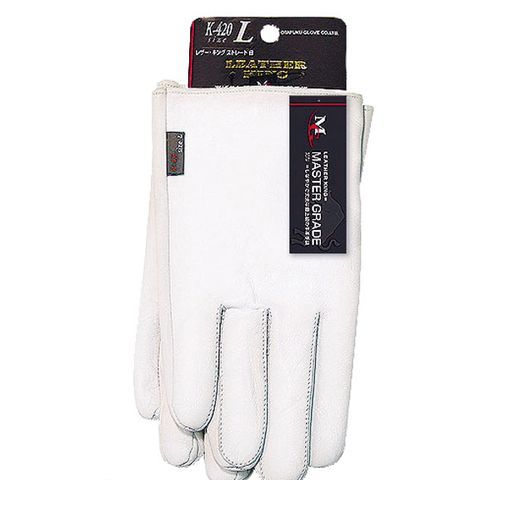 おたふく手袋 4970687001637 K-420 レザーキング ストレート L 牛革【キャンセル不可】