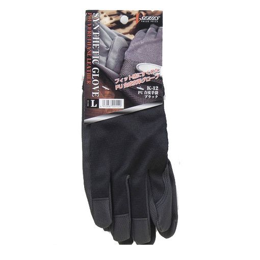 おたふく手袋 4970687005529 K-12 L ブラック PU合皮手袋【キャンセル不可】