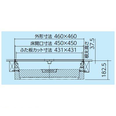 吉川化成 TB45DSJ 直送 代引不可・他メーカー同梱不可 アルミ枠 床下点検口 断熱タイプ・450角タイプ 3