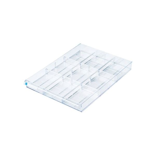 引出しを分割して細かな整理をしやすくする仕切板です。 ●アバンテV2（A4タテ型引出し） ●浅型用 ●縦型2枚、横型2枚入 ●材質：透明スチロール樹脂4902205974895