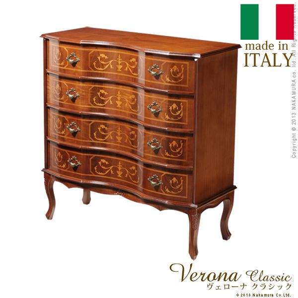 【個数：1個】 42200002 直送 代引不可・他メーカー同梱不可 ヴェローナクラシック 猫脚4段チェスト 幅87cm