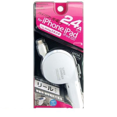 (LINEクーポン有)カシムラ KL-35 DC充電器リール2．4A LNWH KL35