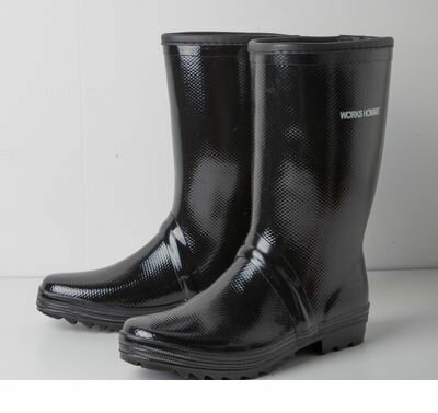 ユニワールド 4518406606116 WORKS HOMME ワークスオム　サンドイッチゴム長靴 ラスターブラック 25.0cm WH-600