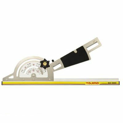 ●風車形状固定ツマミで保持力抜群です。●丸鋸用角度切り定規●両面突当て部にアルミパイプ材を使用●質量(g):400●白地で見易い目盛板●本体：ステンレス・アルミ●固定ネジ：真鍮、ABS樹脂●滑り止め：ゴム●手や指をはさむ危険がありますので、ガイドと押さえ板はゆっくりと回して下さい。4975364069702