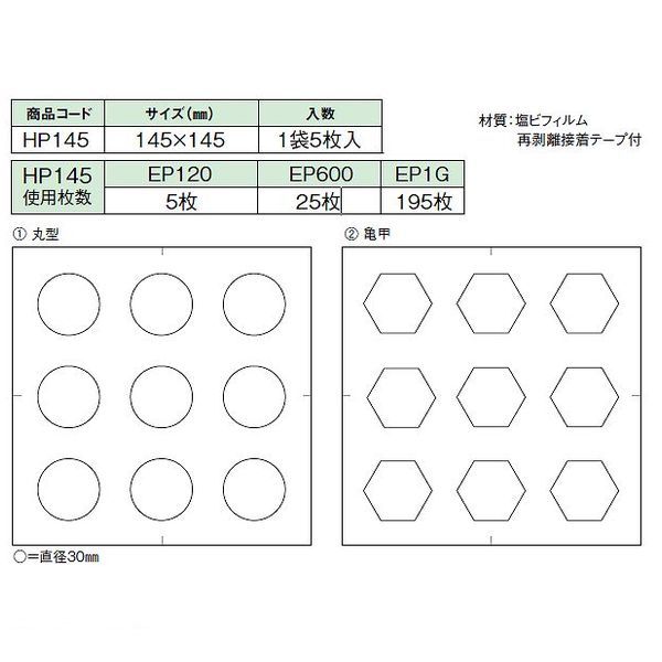 【個数：1個】日本ハートビル工業 HP145-1 直送 代引不可・他メーカー同梱不可 パターンシート 丸型【3..