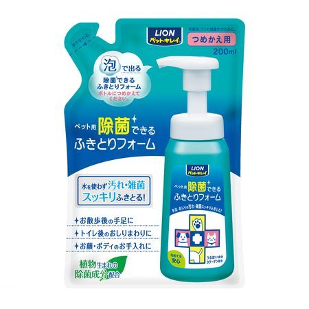 ライオン商事 4903351000216 ペットキレイ除菌できる ふきとりフォームつめかえ用 200ml