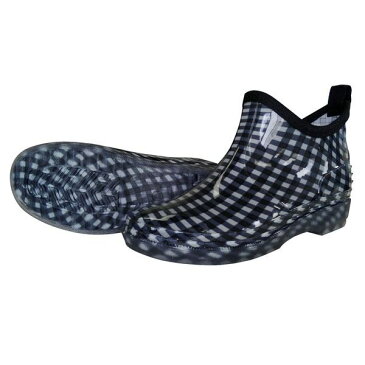 喜多 KITA 4931530565430 PVCガーデニングブーツ LR7120 ブラック【ギンガムチェック柄】 L【24.0〜24.5】