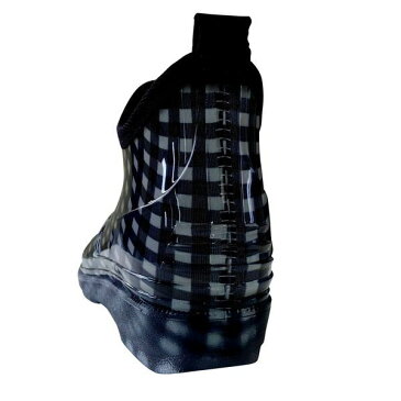 喜多 KITA 4931530565430 PVCガーデニングブーツ LR7120 ブラック【ギンガムチェック柄】 L【24.0〜24.5】