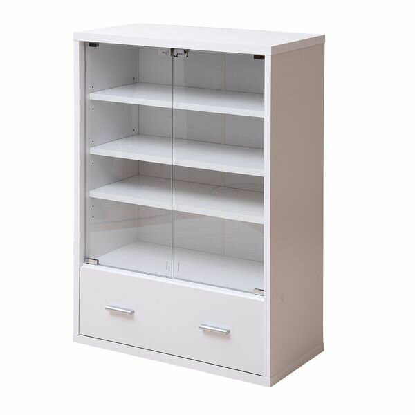 (LINEクーポン有)【お客様組立】JKプラン FR-050-WH 直送 代引不可・他メーカー同梱不可 6BOXシリーズ 引出し付ガラスキャビネットFR050WH ガラスキャビネット 引き出し 付き 6BOX リビングキャビネット 木製キャビネット 飾り