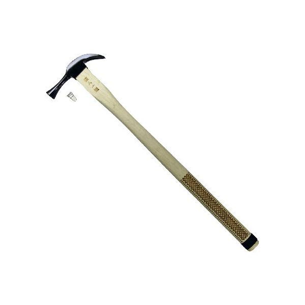 【商品説明】●仮枠作業に。●手で握る部分にレーザーで焼いて滑り止めを付け、さらに柄尻に滑り抜けを防ぐ帯を巻いております。●緩み防止の楔（クサビ）は2ケ打ち込んでありますが、予備として1ケ付属しております。●頭部:鍛造用特殊鋼 HRC50度以上●柄部:天然木樫材仮枠 工事 施工4989865199950