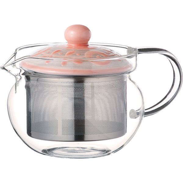 (LINEクーポン有)西海陶器 12790 ガーデン SSガラスポット P SSポットP Garden 波佐見焼 ピンク スーパーステンレス網茶こし付き耐熱ガラスポット急須