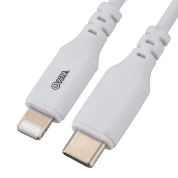 iDECA 楽天市場店のオーム電機 SIP-L015CH-W USB ライトニングケーブル USB Type−C／0．15m／ホワイト SIP−L015CH−W SIPL015CHW｜アングル2