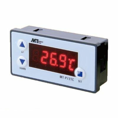 ●リレー接点出力付で2点の温度制御が可能●表示LEDの明るさを8段階調整可能●累積測定値の最大値と最小値を表示●突然電源が切れた場合でも設定値を保持●測定範囲：-50〜110℃●分解能：0.1℃●精度：±0.5℃(-40〜85℃)　それ以外は±1℃●センサー：サーミスタ（NTC103K）※付属●サンプリングタイム：4秒／回●リレー接点出力：1A／30VDC　0.3A／125VAC●使用環境：0〜40℃　80％RH以下●保存環境：-10〜60℃　80％RH以下●入力電源：DC7〜15V（MAX150mA）※DC12V　推奨●寸法・重量：72(W)×36(H)×21.3(D)mm　約27g