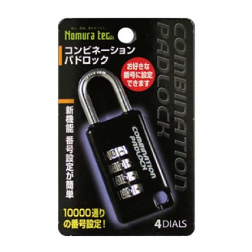 ●スライドレバーで番号設定が簡単にできます。●ボディはステンレスですので丈夫です。●スーツケースやバックの盗難対策に●ロッカーの施錠に●物置の施錠に●ダイアル段数：4段●吊径(φmm)：5●カラー：ブラック●サイズ：32X85X21mm●材質：ステンレス4909314400192