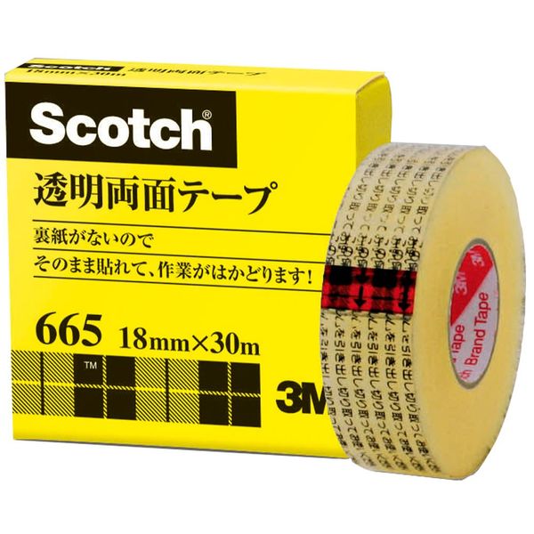 &nbsp; 3M &nbsp; 0570-011-211 ●裏紙がなく使いやすい透明両面テープ。ガラスにポスター、掲示物等を貼るときに便利です。●手切れ性をよくしたテープです。●透明な素材の採用で、目立たずきれいに仕上がります。●変質、変色しにくく、長期保存に耐えます。●サイズ縦 本体：21mm●サイズ横 本体：73mm●サイズ高さ 本体：73mm●重量 本体：72g4547452716944