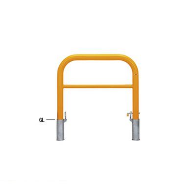 【個人宅配送不可】帝金 Teikin Y83PK3-10 Y 直送 代引不可・他メーカー同梱不可 スチール製バリカー　横型・コノ字型・アーチ型・U字型車止めポール スタンダードタイプ 中桟付・中桟あり　φ76.3×t3.2 W1000 H800 mm 黄色 Y83PK310Y