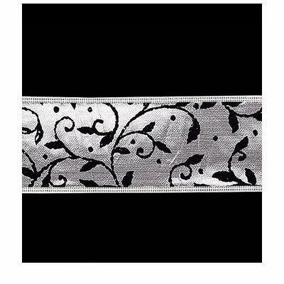 【造花・装飾】【数量限定につき、売切の際はご了承ください】 PARI6953 65mm幅ブラックリーフシルバー..