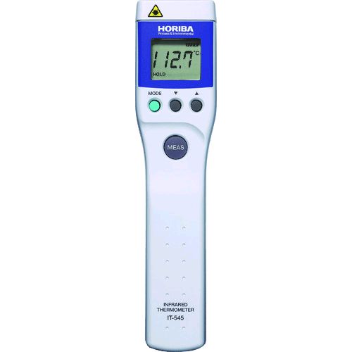 堀場製作所メーカーお問い合わせ：0120-37-6045【特長】●赤外線のHORIBAだからできた、業界最高水準の高精度放射温度計です。●測定精度：±1.0℃、再現性：±0.3℃（測定温度：0.0〜199.9℃において）を実現しました。●φ2.5mmの小さな測定ポイントも正確に測定が可能です。●LEDスポットマーカ搭載で測定部が一目瞭然です。●アラーム音とマーカの点滅で、温度異常を即座にお知らせします。【用途】●高い精度と測定値の信頼性が求められる、理化学・生化学研究に●電気・電子部品など、小さな物体の温度測定に●冷え性の研究における指先の温度測定など、微小部分の測定に●医療施設からの検体輸送時の温度管理に（常温、冷蔵、冷凍）●食品の温度管理に（冷凍食品管理、調理温度管理など）●電気設備などの保守メンテナンスに【仕様】●測定温度範囲(℃)：-50〜500●温度最小表示(℃)：0.1(0.0-199.9の範囲)●測定視野(mm)：Φ2.5/30●幅(mm)：40●奥行(mm)：36●高さ(mm)：170●型式：スポットタイプ●放射率：0.10〜1.00(0.01ステップ)●電源：単4乾電池×4本(付属)【仕様2】●測定精度：±1.0℃以内(0.0-199.9の範囲)●再現性：±0.3℃以内(0.0-199.9の範囲)●LEDスポットマーカ付●距離対測定範囲比(D対S)：12対1(測定距離30mm時)●応答時間(秒)：0.8以内(95%応答)●表示更新時間(秒)：0.4【セット内容／付属品】●キャリングケース【原産国】日本