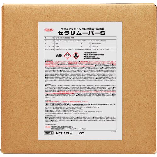 【特長】●研磨剤不使用、床に付着したガンコなタイヤ痕を除去します。●強力な溶解力でパラフィン系ロウを素早く除去します。●セラミックタイル表面に付着した汚れやポーラス（細孔）に入り込んだ汚れを強力に除去します。●洗浄時の泡立ちを抑えました【用途】●タイヤ痕の洗浄に。●セラミックタイルのロウ除去・洗浄に。【仕様】●容量(L)：18●タイプ：液体●色：無色透明【仕様2】●液性：アルカリ性●PRTR法非該当・環境ホルモンフリー●タイヤ痕除去：原液〜5倍／パラフィン系ロウ除去：5〜10倍／日常清掃：50〜100倍／セラミックタイルの定期清掃　20〜50倍【材質／仕上】●成分：水酸化ナトリウム・ジエチレングリコールモノブチルエーテル・キレート剤・陰イオン系界面活性剤【原産国】日本