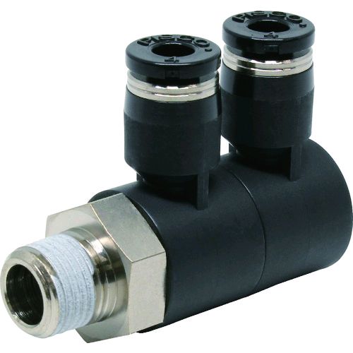 【即納在庫品】「直送」日本ピスコ ピスコ PHW4-01 チューブフィッティング ダブルユニバーサルエルボチューブ4ネジ01PHW401(4)