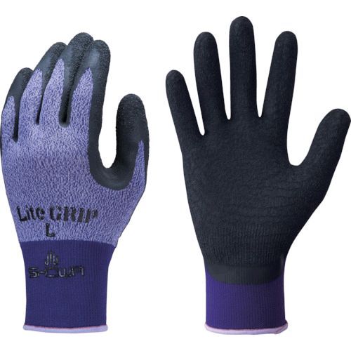 Natural Gum Mitten - 【即納在庫品】「直送」ショーワ NO341LPL 天然ゴム背抜き手袋 ライトグリップ パープル Lサイズ
