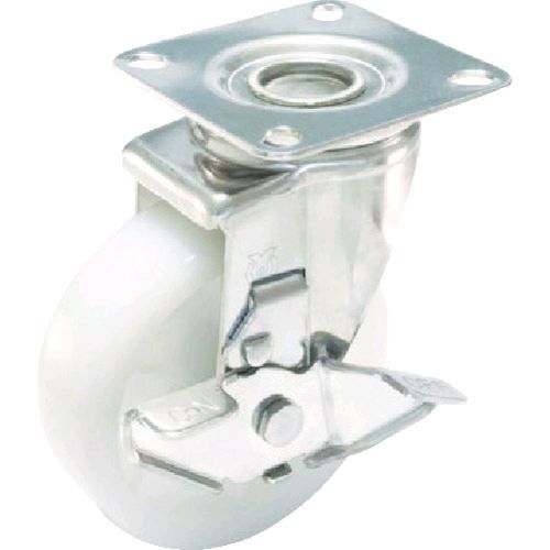 【即納在庫品】「直送」ユーエイ SUSNJ150S プレート式 自在 ステンレスキャスター ナイロン 車輪径150mm ストッパー付き Jタイプ SUS−J−S型 取付寸法90×90 75×75 SUS-NJ-150S ユーエイキャスター YUEI