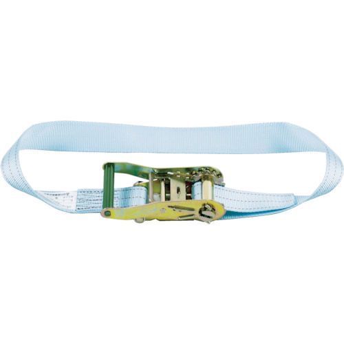 【特長】●ラチェット（歯車)式で簡単操作のベルト荷締機です。【用途】●荷役運搬の安全化・効率化。【仕様】●最大使用荷重(t)：1.7●ベルト長さ(m)巻取側：6●ベルト寸法(mm)幅×厚さ：50×2.4●色：ブルー●ベルト長さ(m)：6【材質／仕上】●ベルト:ポリエステル●ラチェットバックル:スチール【原産国】日本