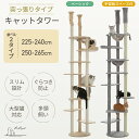 キャットタワー 突っ張り スリム 省スペース 猫タワー 突っ張り 大型猫 多頭飼い 12本天然サイザル麻支柱 爪とぎ キャットツリー 狭い 部屋 キャットタワー...