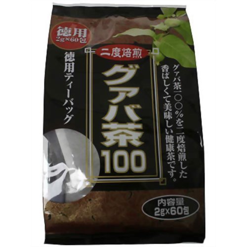 商品情報 商品説明 「グァバ茶100 徳用 2g×60包」は、グアバ茶を100%使用し、独自の二度焙煎法により、味、香りをそのままに、美味しくお召し上がりいただける健康茶に仕上げました。毎日の美容と健康維持や、ダイエットのサポートにお役立てください。 内容量 2g×60包 原材料名 グァバ茶100% お召し上がり方 ●煮出す場合：約500ml-1Lの沸騰したお湯に1-2包を入れ、とろ火で2-3分ほど煮出して1日数回に分けてご飲用下さい。煮出した後、ティーバッグをそのまま入れておきますと苦味が出ますので、取り出してください。冷やしても美味しくご飲用頂けます。●急須の場合：急須に1包を入れて、熱湯を注ぎ、2-3分間蒸らして、お好みの色・香りにしてご飲用下さい。1包で数回ご飲用頂けます。 摂食上の注意・保存方法 ●表示事項をお読みの上、ご飲用下さい。●天然物を原料として使用しておりますので、風味や香りなど商品によって違いがあることがありますが、品質に変わりはありません。何かお気づきの点がありましたらご連絡下さい。●煮出した時にグァバの精油成分が浮上し、油が浮いた様に見える場合がありますが、品質には問題ありません。●アレルギー体質等まれに体質に合わない方もいますので、ご飲用後体調のすぐれない時は、中止して下さい。。●開封前は温度、湿度、光によって変化しやすいので、涼しい所で保管して下さい。●吸湿性が高いため、開封後は袋をしっかり締め、涼しい所で保管し、出来るだけ早くご飲用下さい。●小さなお子様の手の届かない所に保管して下さい。 発売元 ユウキ製薬株式会社 文責 株式会社IDK &#13; &#13;&#13; &#13;&#13; &#13;&#13; &#13;&#13; &#13;&#13; &#13;&#13; &#13;&#13; &#13;&#13; &#13;&#13; &#13;&#13; &#13;&#13; &#13;&#13; &#13;&#13; &#13;&#13; &#13;&#13; &#13;&#13; &#13;&#13; &#13;&#13; &#13;&#13; &#13;&#13; &#13;&#13; &#13;&#13; &#13;&#13; &#13;&#13; &#13;&#13; &#13;&#13; &#13;&#13; &#13;&#13; &#13;&#13; &#13;&#13; &#13;&#13; &#13;&#13; &#13;&#13; &#13;&#13; &#13;&#13; &#13;&#13; &#13;&#13; &#13;&#13; &#13;&#13; &#13;&#13; &#13;&#13; &#13;&#13; &#13;&#13; &#13;&#13; &#13;&#13; &#13;&#13; &#13;&#13; &#13;&#13; &#13;&#13; &#13;&#13; &#13;&#13; &#13;&#13; &#13;&#13; &#13;&#13; &#13;&#13; &#13;&#13; &#13;&#13; &#13;&#13; &#13;&#13; &#13;&#13; &#13;&#13; &#13;&#13; &#13;&#13; &#13;&#13; &#13;&#13; &#13;&#13; &#13;&#13; &#13;&#13; &#13;この商品は ユウキ製薬 グァバ茶100 徳用 2g×60包 ポイント 毎日の美容と健康維持や、ダイエットのサポートにお役立てください。 ショップからのメッセージ 納期について 4