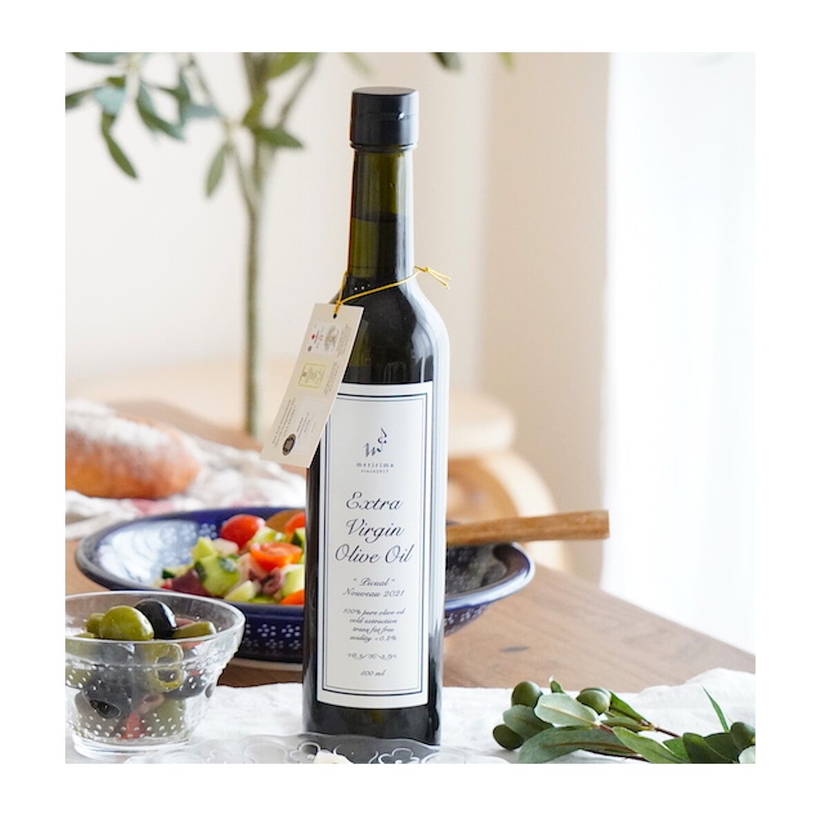 メリリマ meririma 2023 エキストラヴァージン オリーブオイル (ピクアル種) 500mL (458g) 送料無料 世界が注目 上質 希少 チリの早摘み オリーブ 低酸度 新鮮な香り 生で サスティナブル 料理 健康油 油 チリ出荷時の酸度0.12% ポリフェノール値475mg/kg