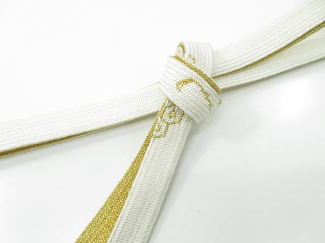 【IDnet】和装小物　帯締め　礼装用　白金　金糸　正絹　手組　高麗組【リサイクル】【中古】【着】